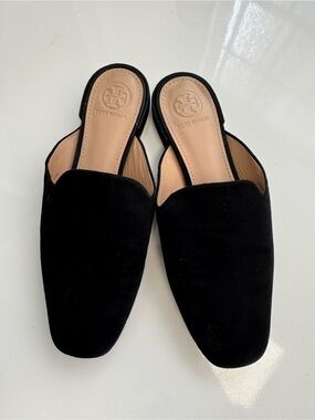 Tory Burch Carlotta Black Suede Mule Slides